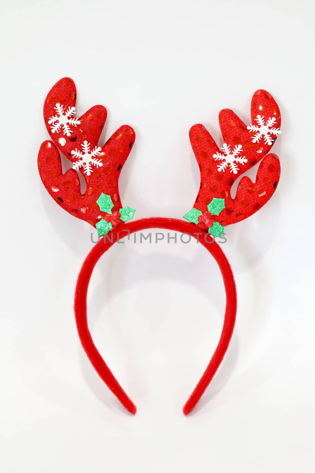 Headband Christmas, Reindeer antlers Red doll headband-hairbrush hat for festival of Christmas and new year isolated on a white background by cgdeaw