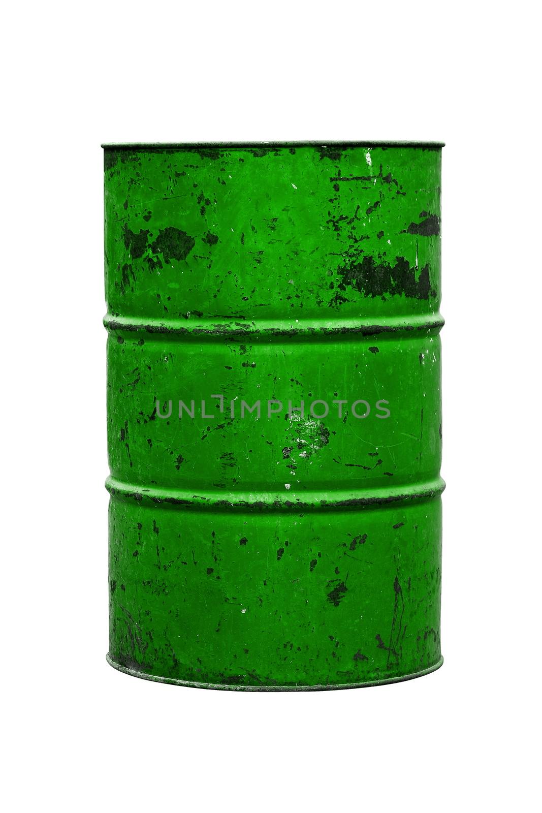 Barrel Oil green Old isolated on background white, bin bag garbage, Bin,Trash, Garbage, Rubbish,