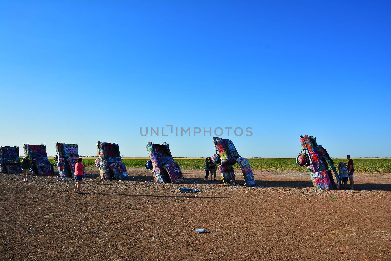 Amarillo, Texas - July 21, 2017 : Cadillac Ranch in Amarillo. Cadillac Ranch is a public art installation of old car wrecks and a popular landmark on historic Route 66