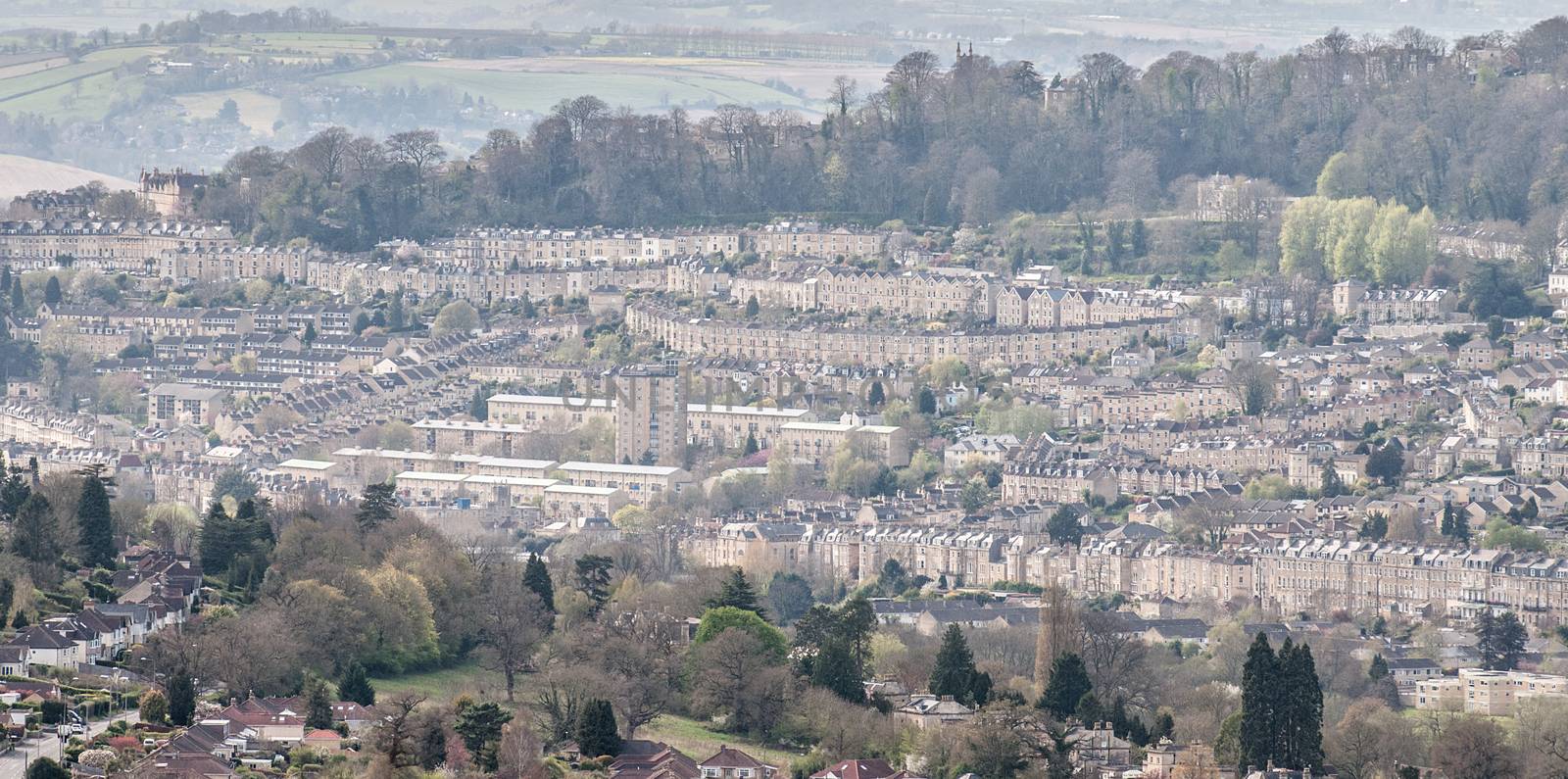 View of the City of Bath showing the extraordinary architecture and green spaces the place has to offer by sirspread