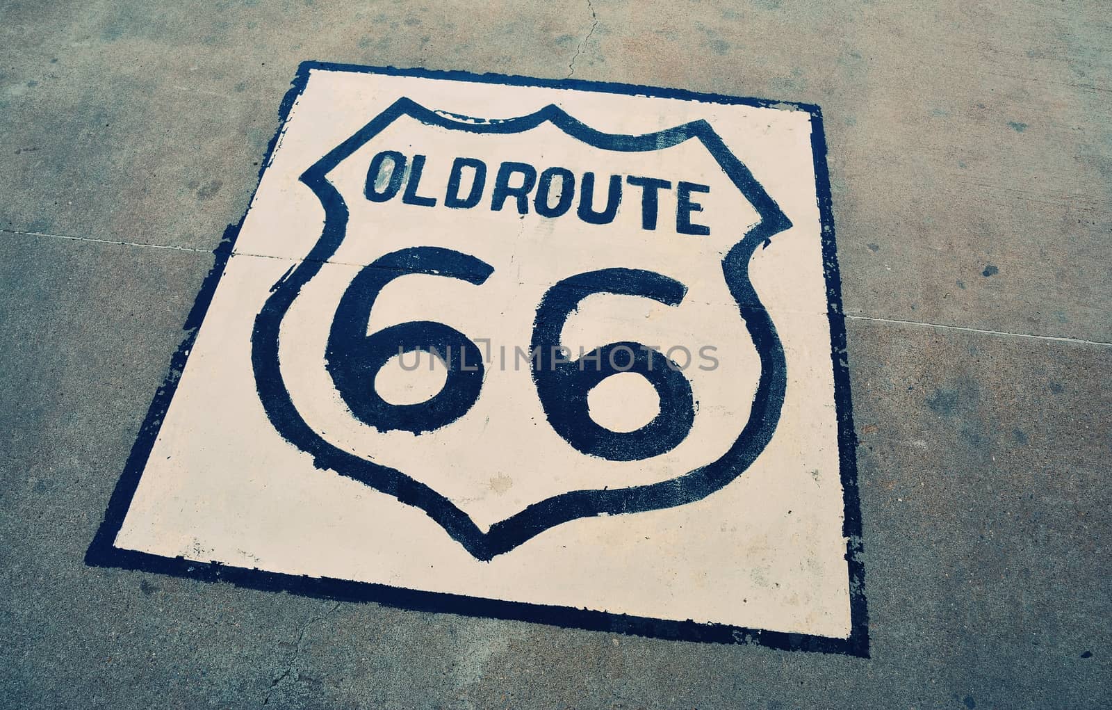 Historic old Route 66 sign. US 66.
