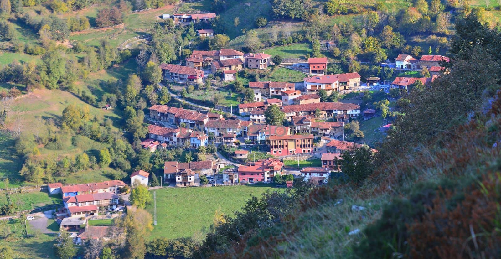 The village of Orle in the province of Asturias, Spain in the Natural Park of Redes