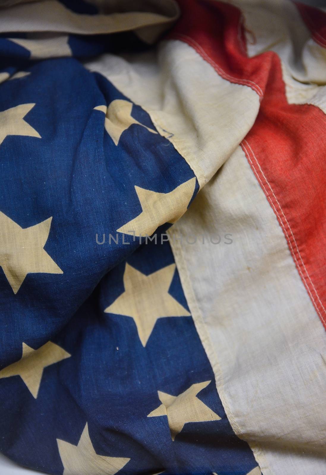 Old worn and dirty US flag
