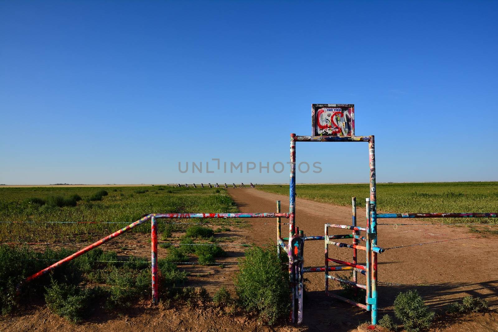 Amarillo, Texas - July 21, 2017 : Cadillac Ranch in Amarillo. Cadillac Ranch is a public art installation of old car wrecks and a popular landmark on historic Route 66