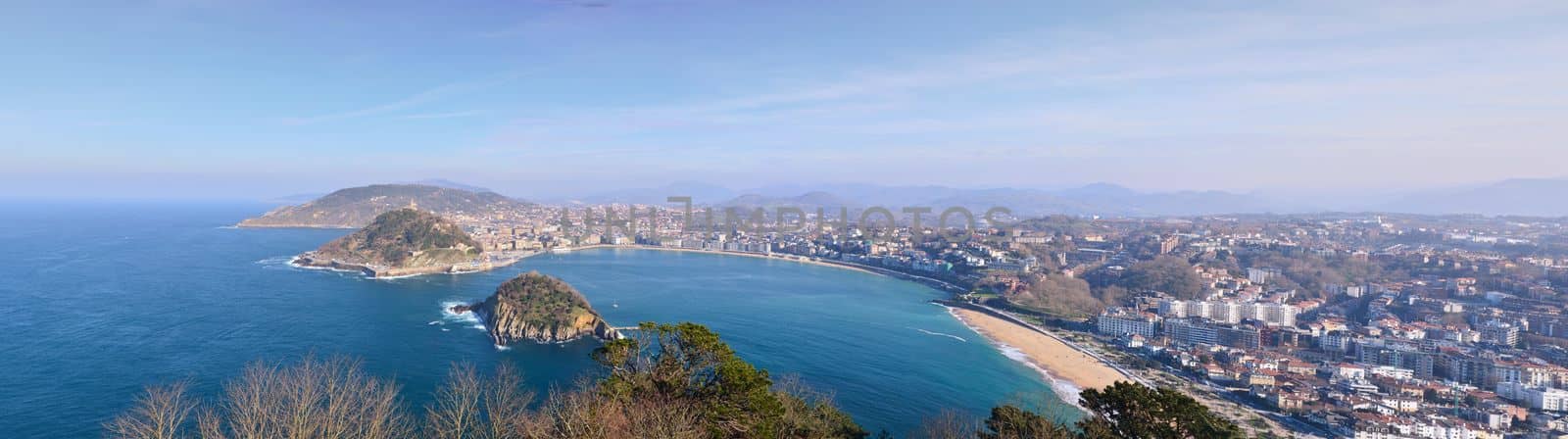 La Concha Bay seen from Igeldo Mount. Donostia-San Sebastian. Basque Country. Gipuzkoa. Spain. Europe.