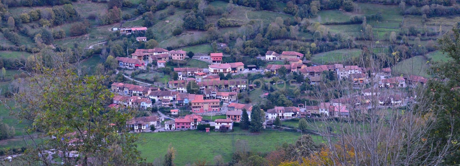 The village of Orle in the province of Asturias, Spain in the Natural Park of Redes