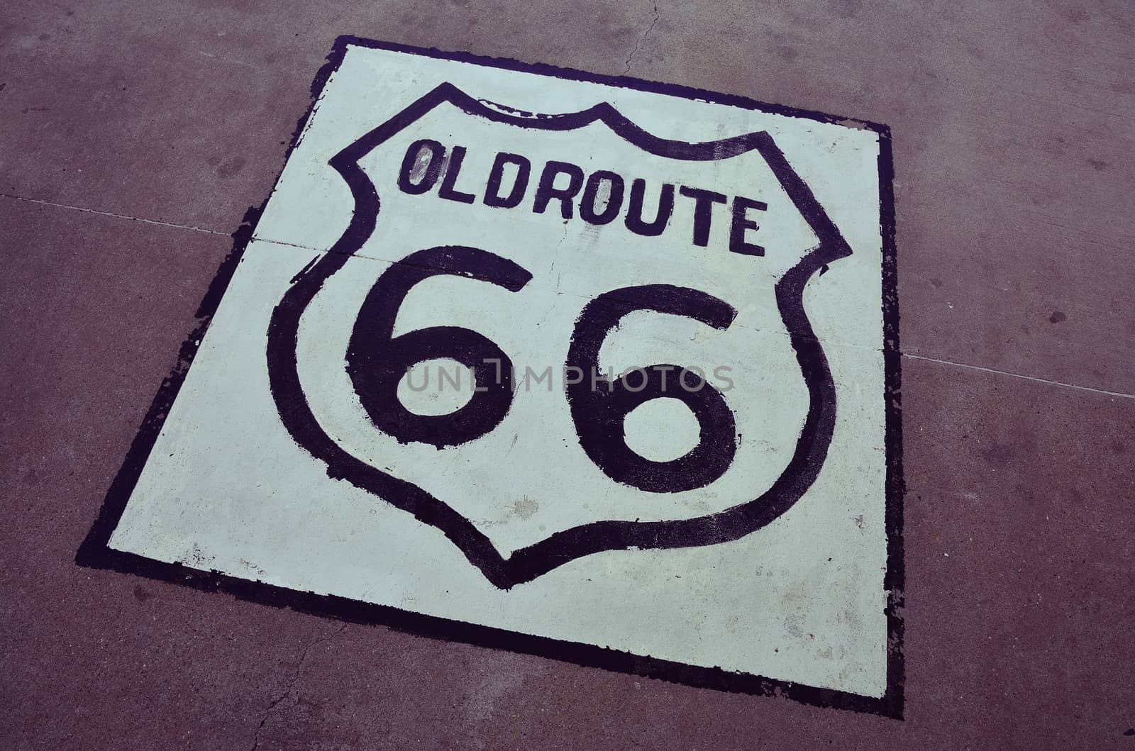 Historic old Route 66 sign. US 66.