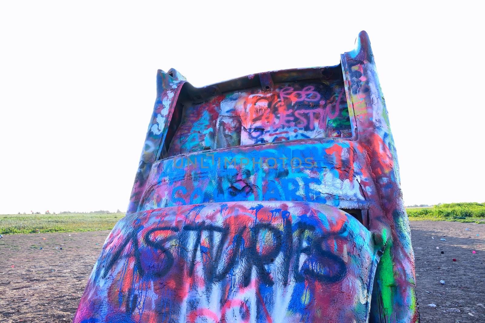 Amarillo, Texas - July 21, 2017 : Cadillac Ranch in Amarillo. Cadillac Ranch is a public art installation of old car wrecks and a popular landmark on historic Route 66
