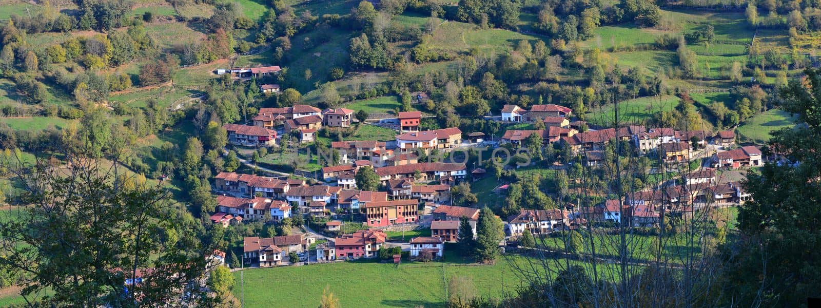 The village of Orle in the province of Asturias, Spain in the Natural Park of Redes