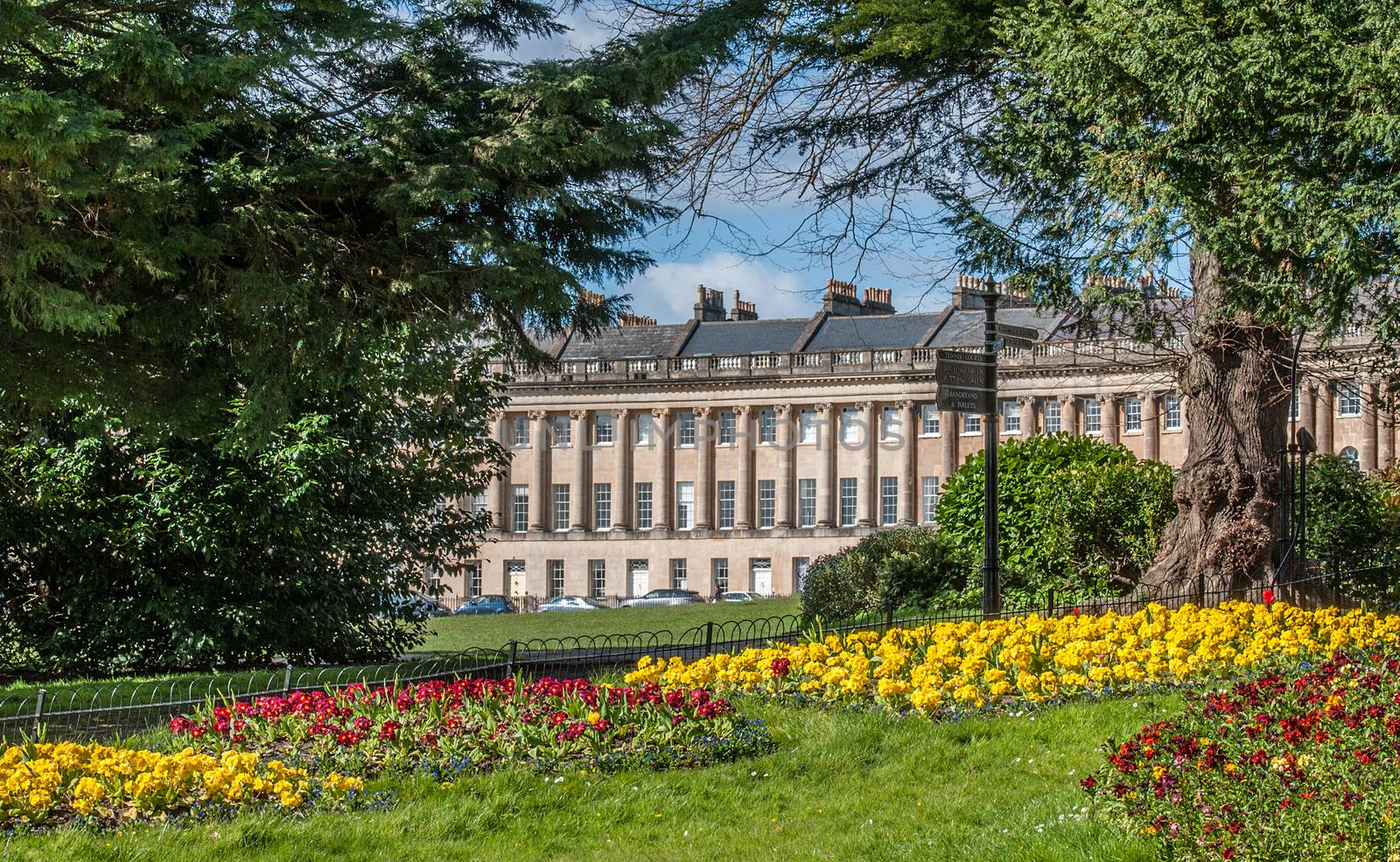 the royal crescent in bath england with flowers showing prominently by sirspread