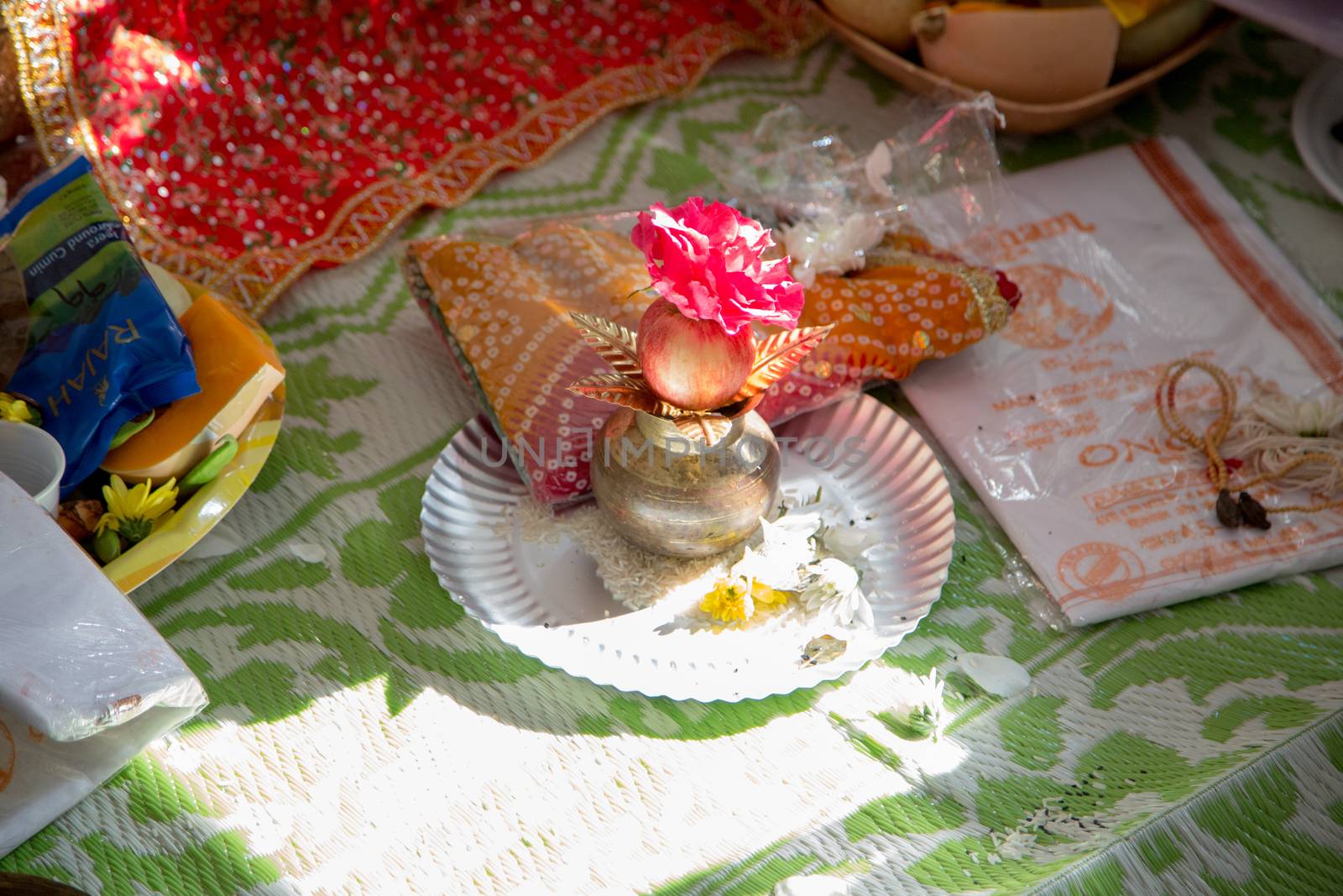Food offering during an Indian wedding by camerarules