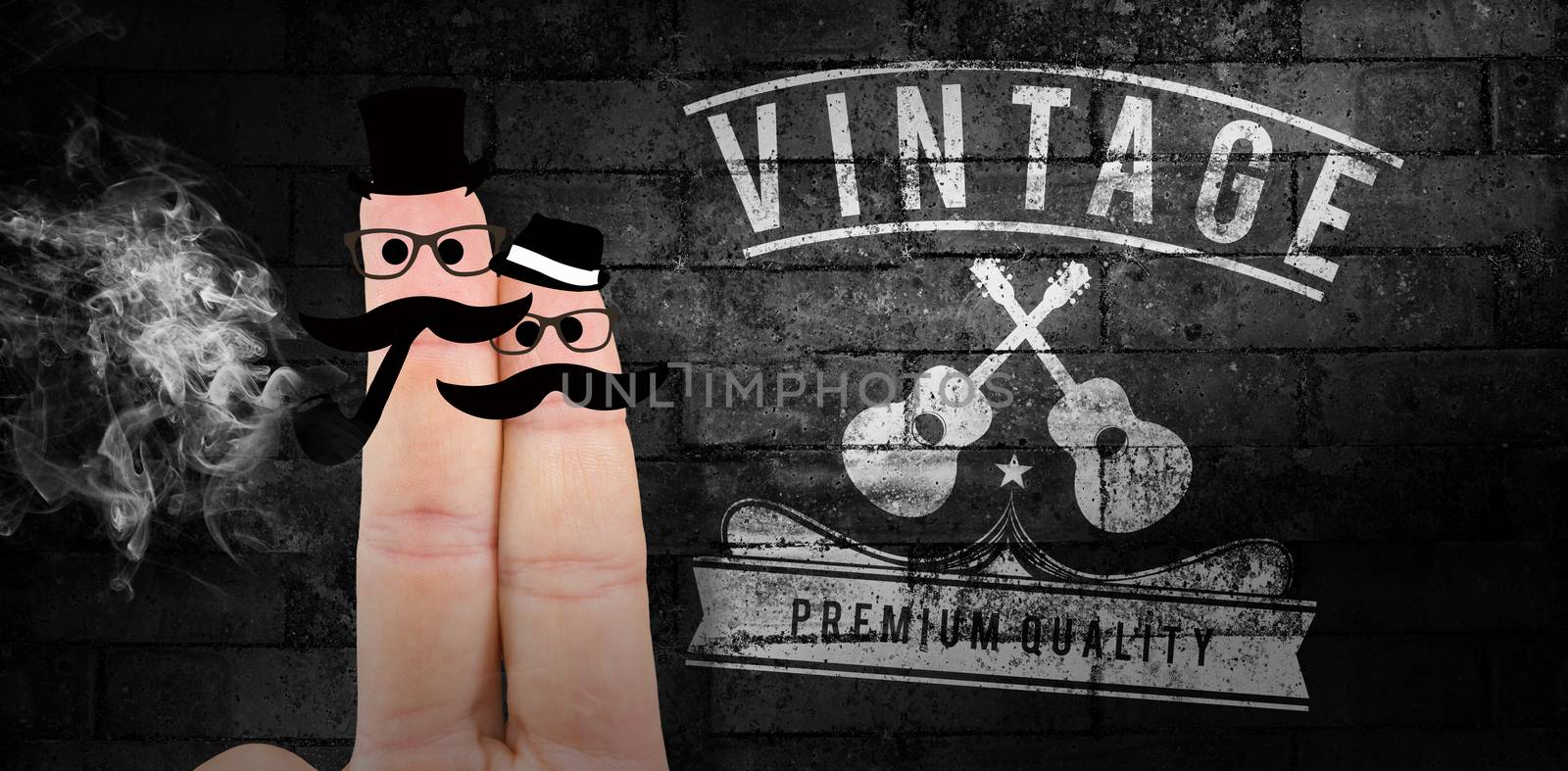 Composite image of two fingers with mustache by Wavebreakmedia