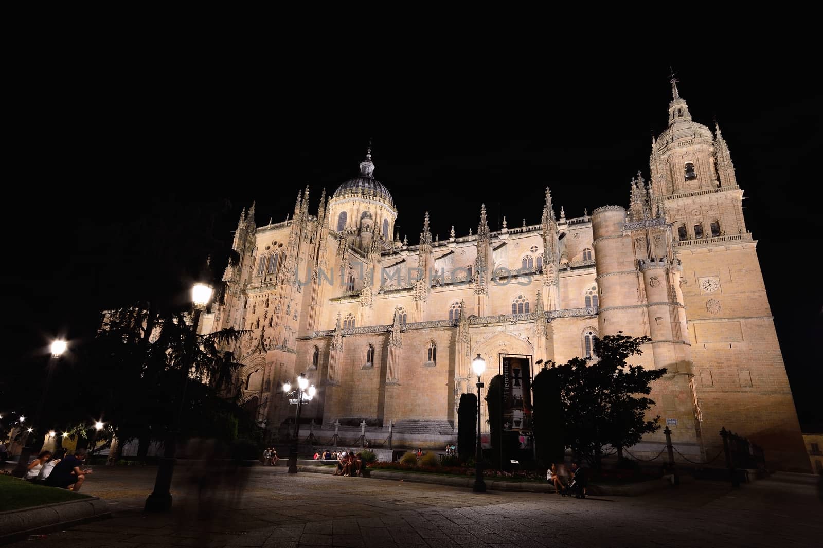 Close-up of famous Salamanca cathedral at night by CreativePhotoSpain