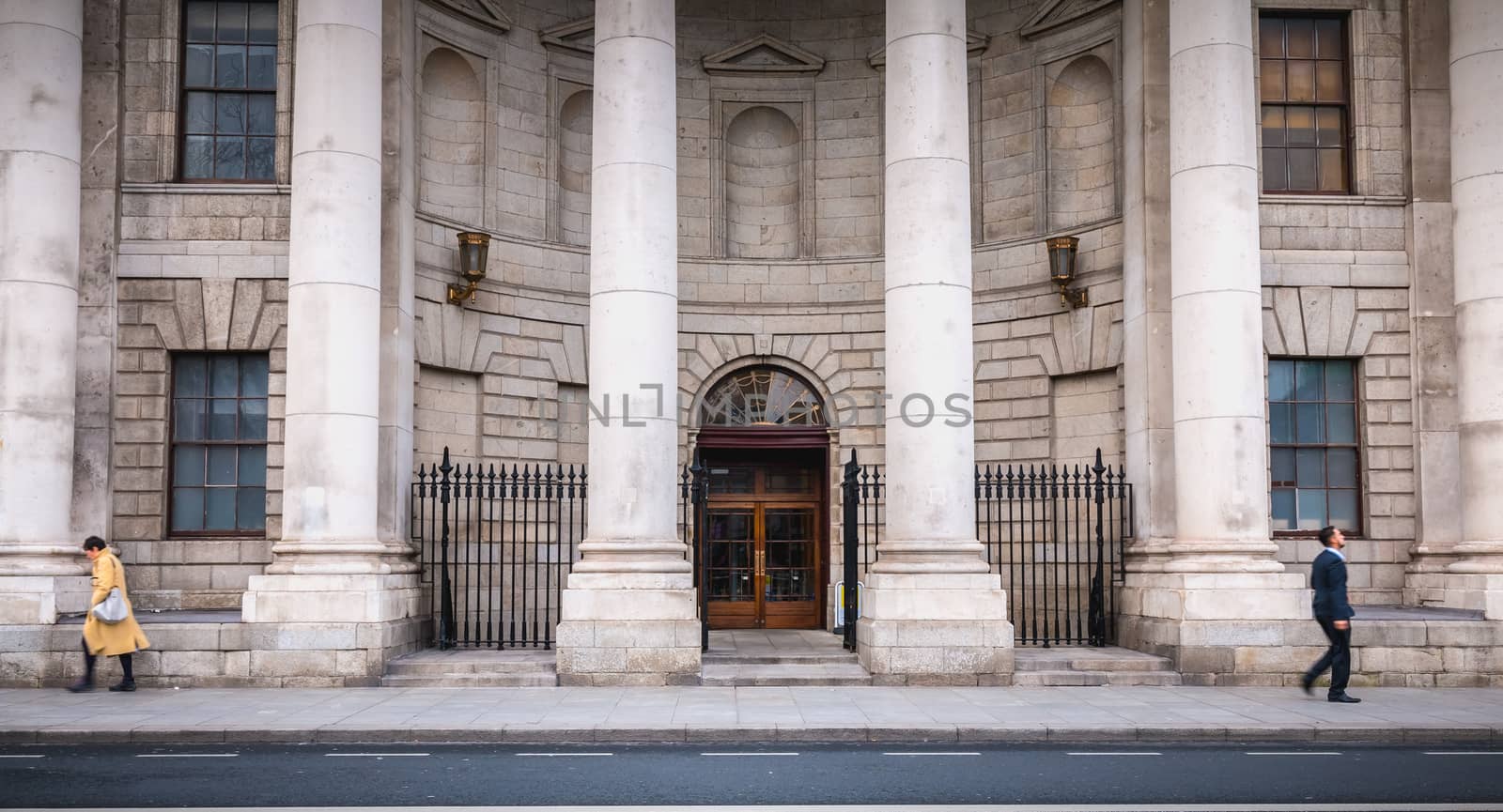 Dublin, Ireland - February 11, 2019: Architectural detail of the Dublin Four Court Courthouse on a winter day