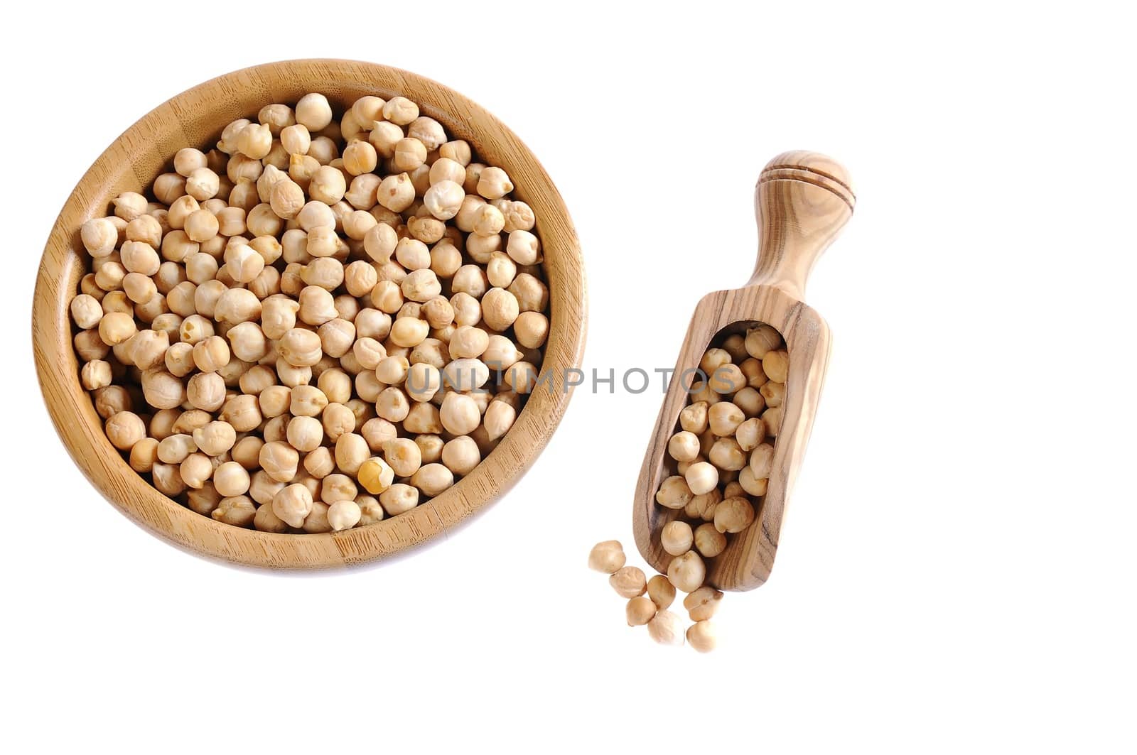 Tasty chickpeas ready for cooking isolated on white background