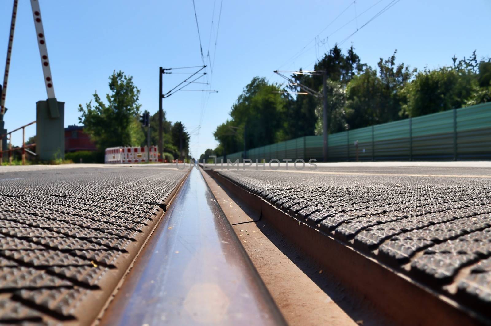 Multiple railroad tracks with junctions at a railway station in  by MP_foto71