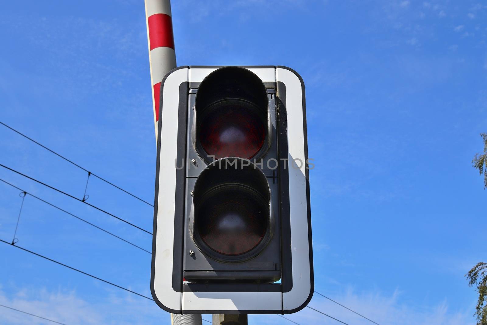 Multiple railroad tracks with junctions at a railway station in  by MP_foto71