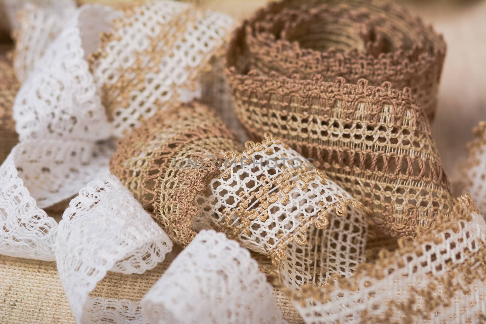 knitted openwork linen ribbon tapes in rural style of rustics cotton eco natural, use for store