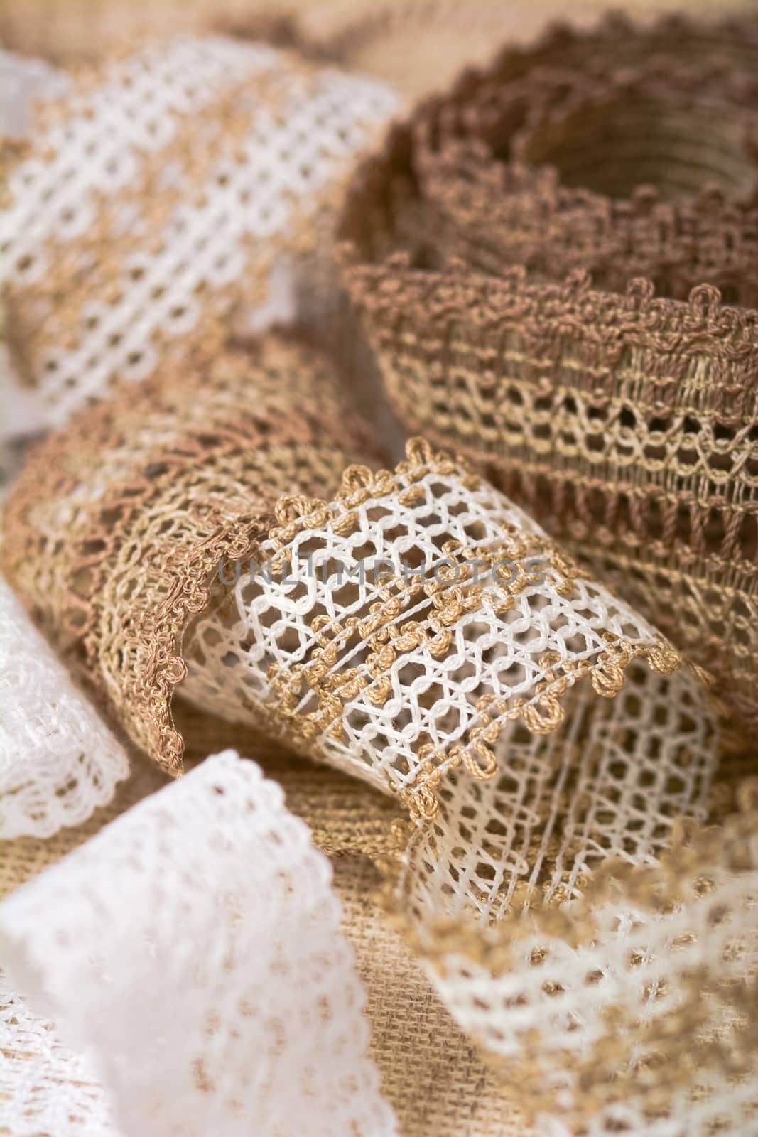 knitted openwork linen ribbon tapes in rural style of rustics cotton eco natural, use for store