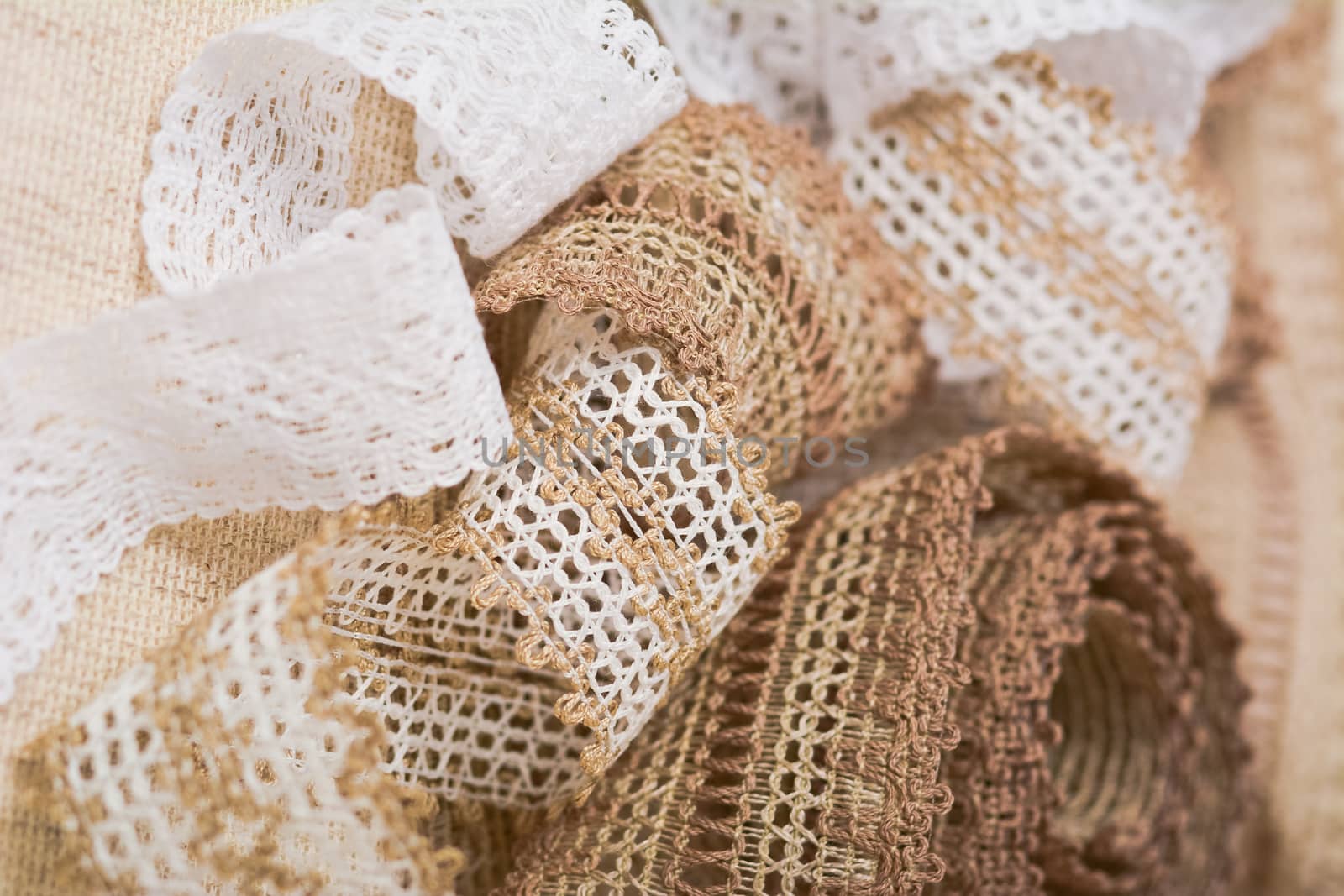 knitted openwork linen ribbon tapes in rural style of rustics cotton eco natural, use for store