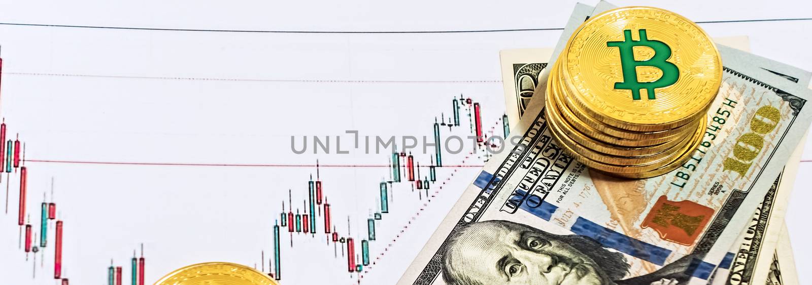 Graph of the course dollar bill. graph bitcoin crypto trade btc digital marketing analyzing statistical information from vertical bar and charts printed.