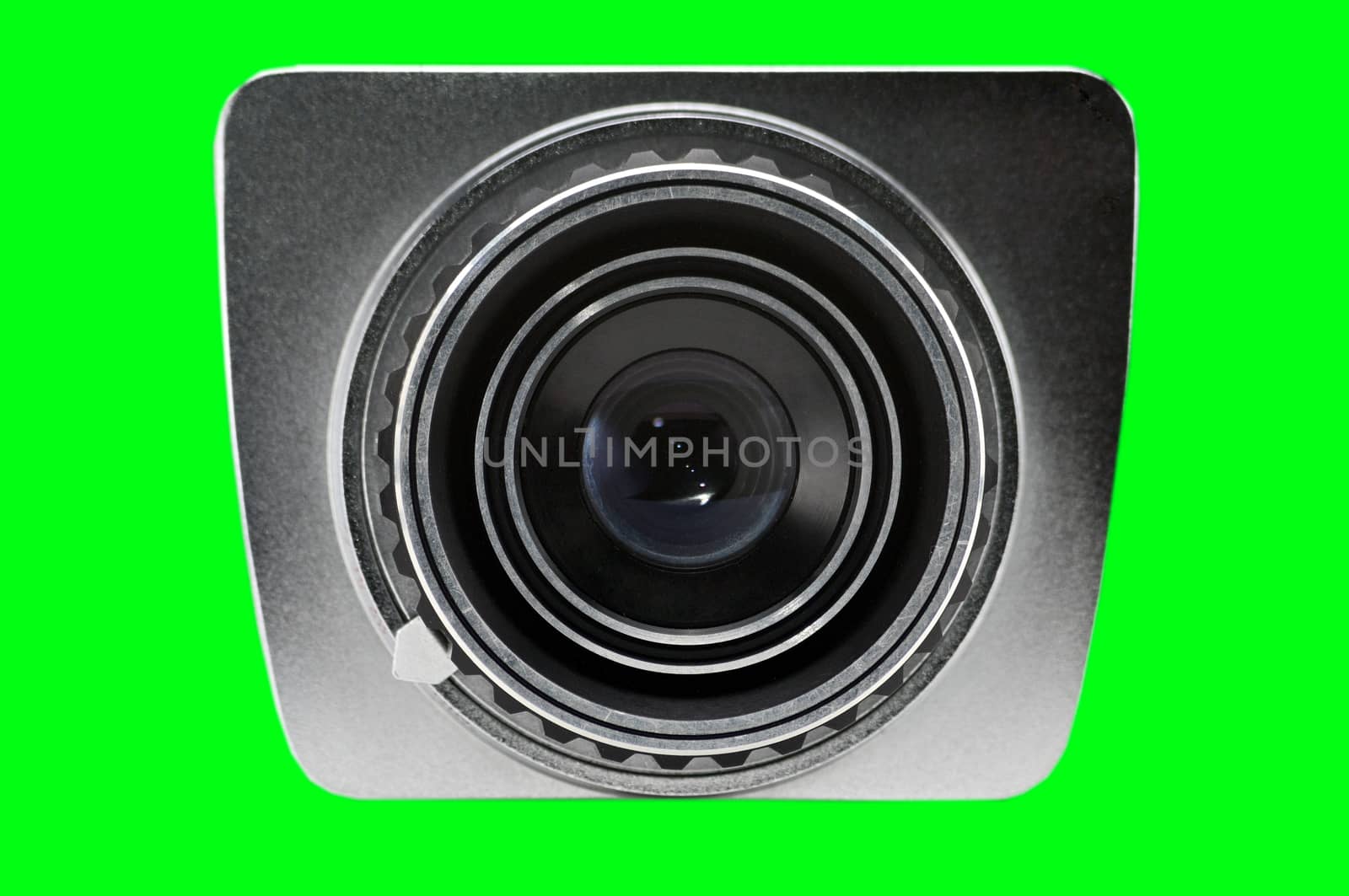 Lens of an old camera on an isolated background.Photocamera by moviephoto