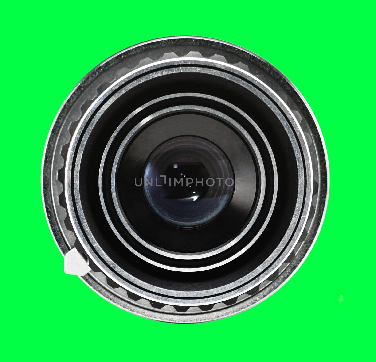 Lens of an old camera on an isolated background.Photocamera by moviephoto