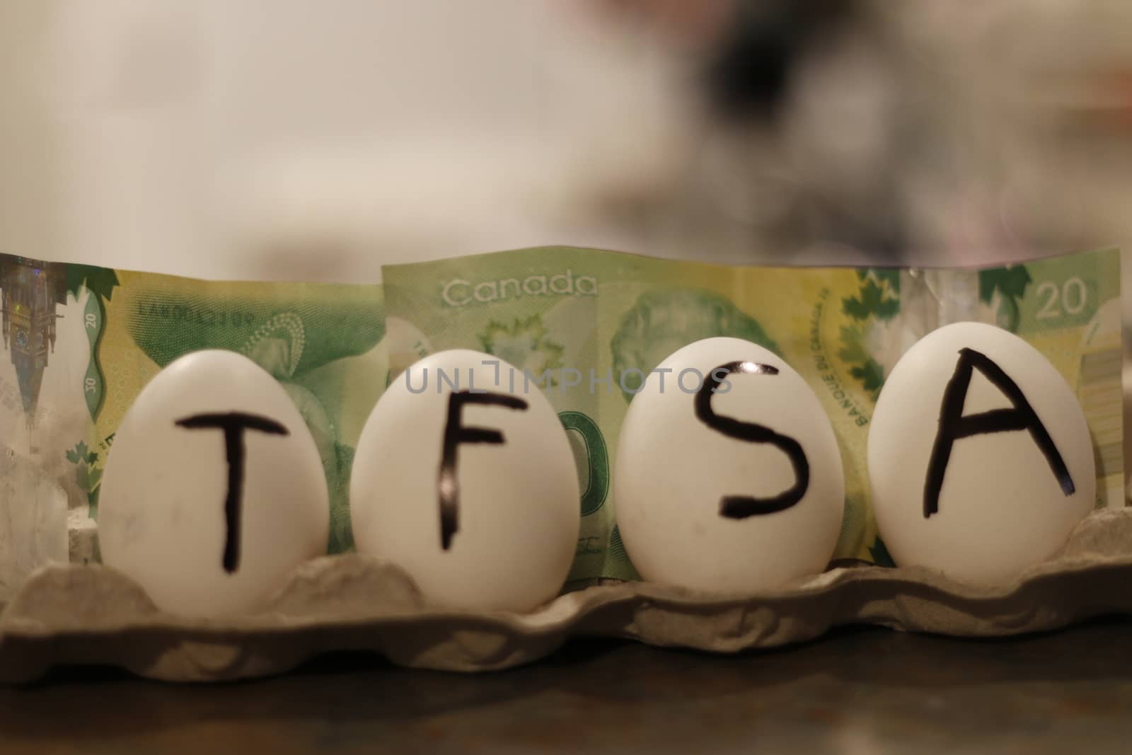 The word TFSA wrote on eggs. TFSA stands for Tax free savings account by mynewturtle1