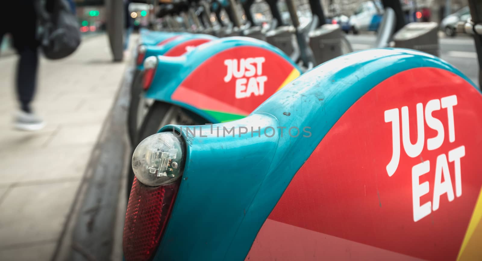  Detail of a shared public bike station Just Eat dublinbikes in  by AtlanticEUROSTOXX