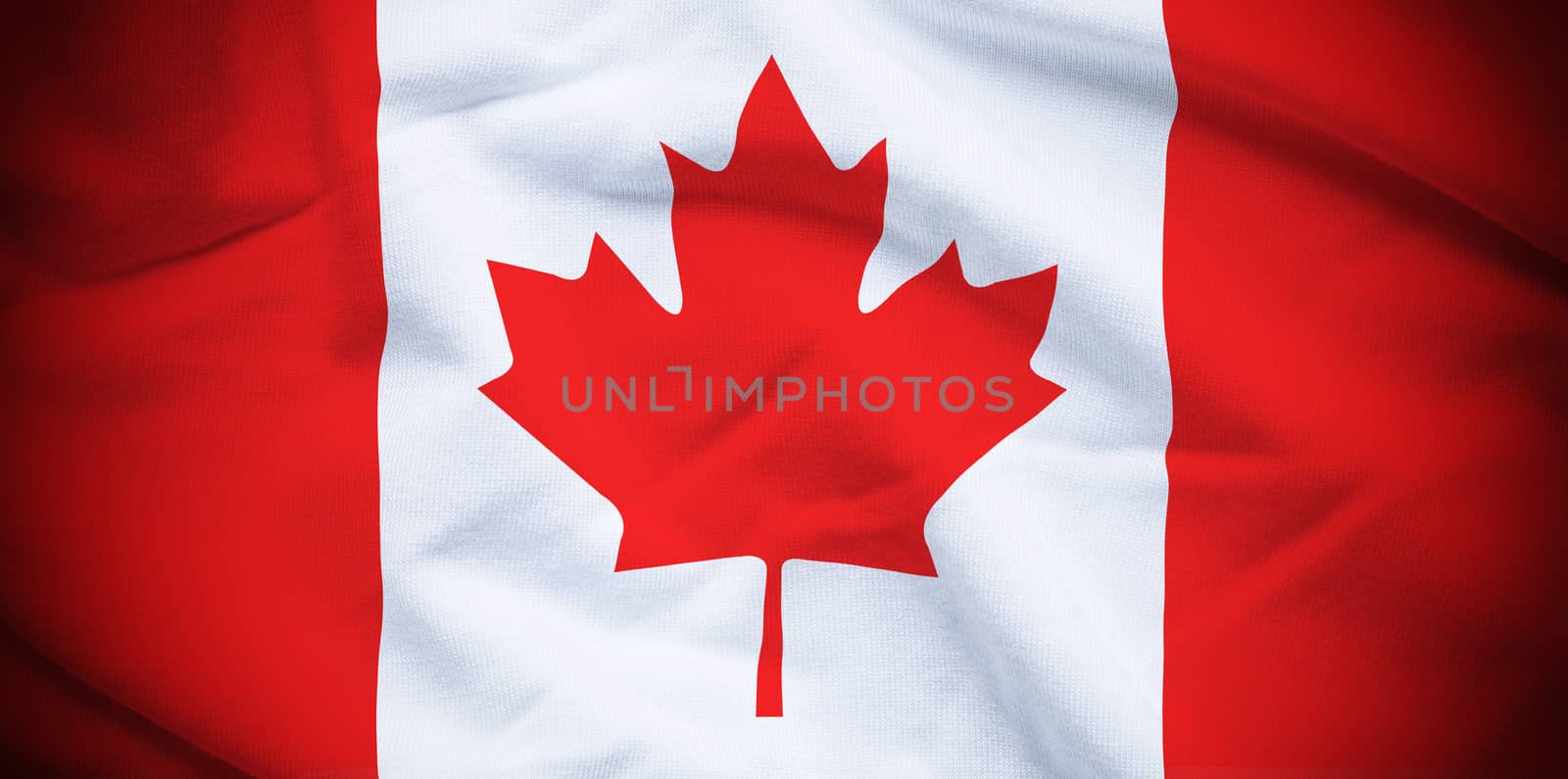 Wavy and rippled national flag of Canada background.