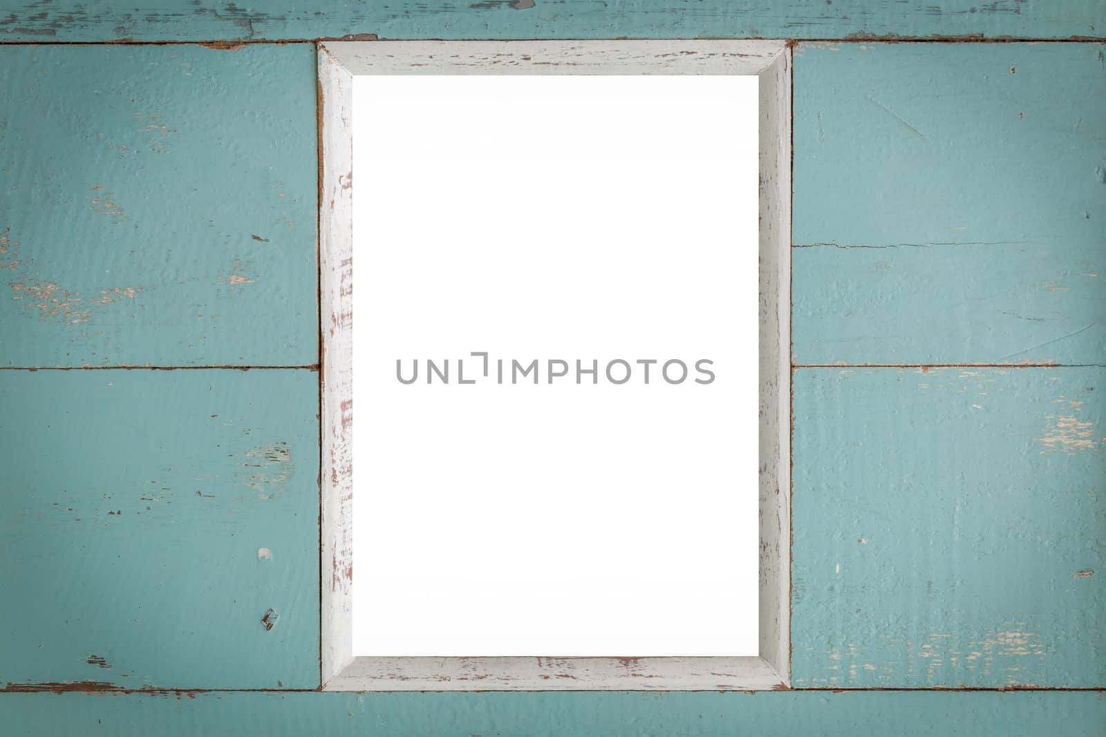 Blank vintage or retro wooden photo frame background.