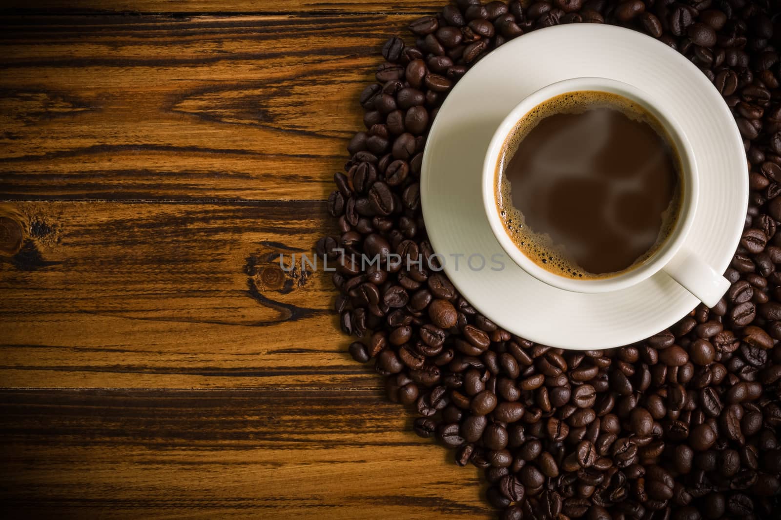 Warm coffee in white cup for relaxing moment.