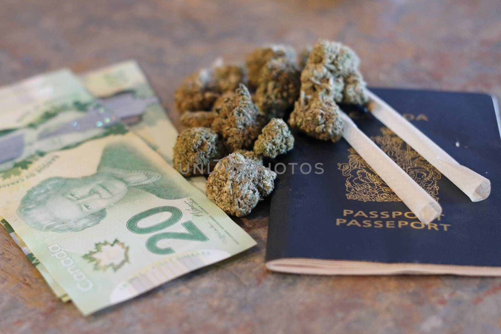 Canadian Flag With Assorted Marijuana Products. by mynewturtle1