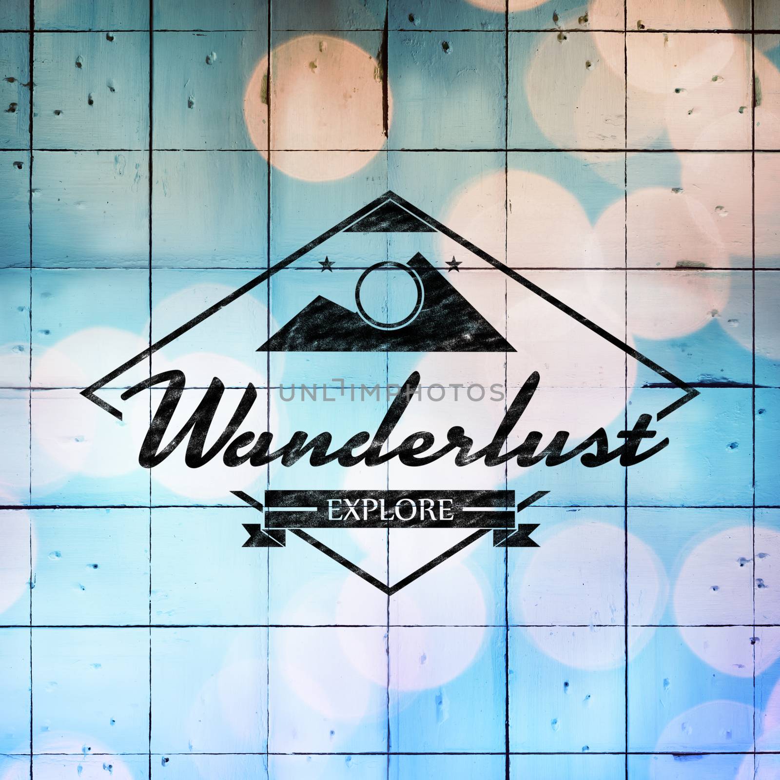 Wanderlust logo against wooden planks