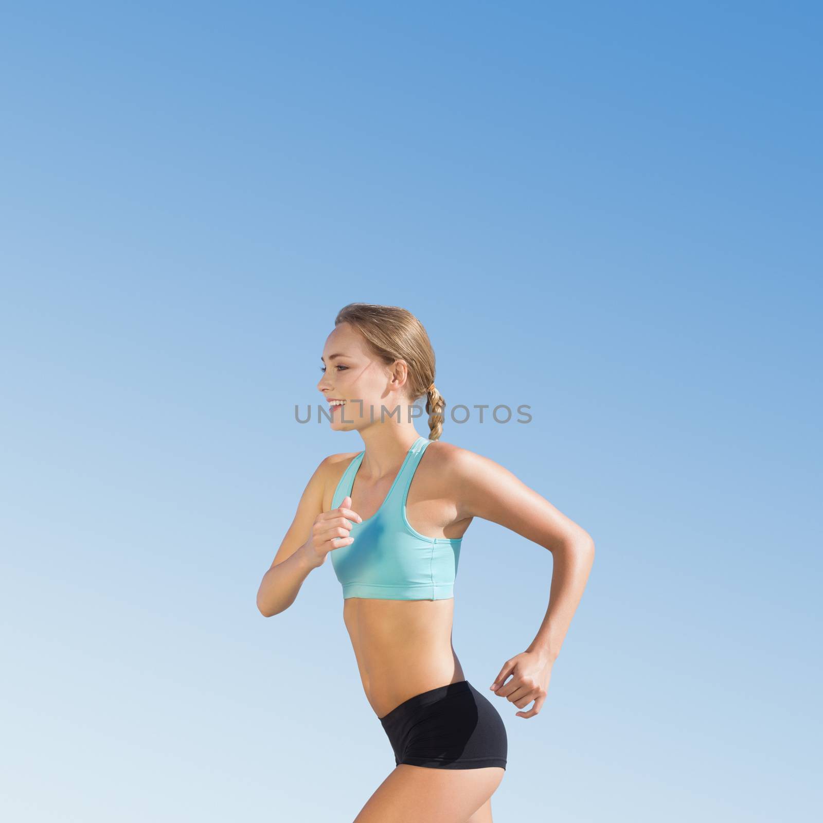 Composite image of fit woman jogging  by Wavebreakmedia