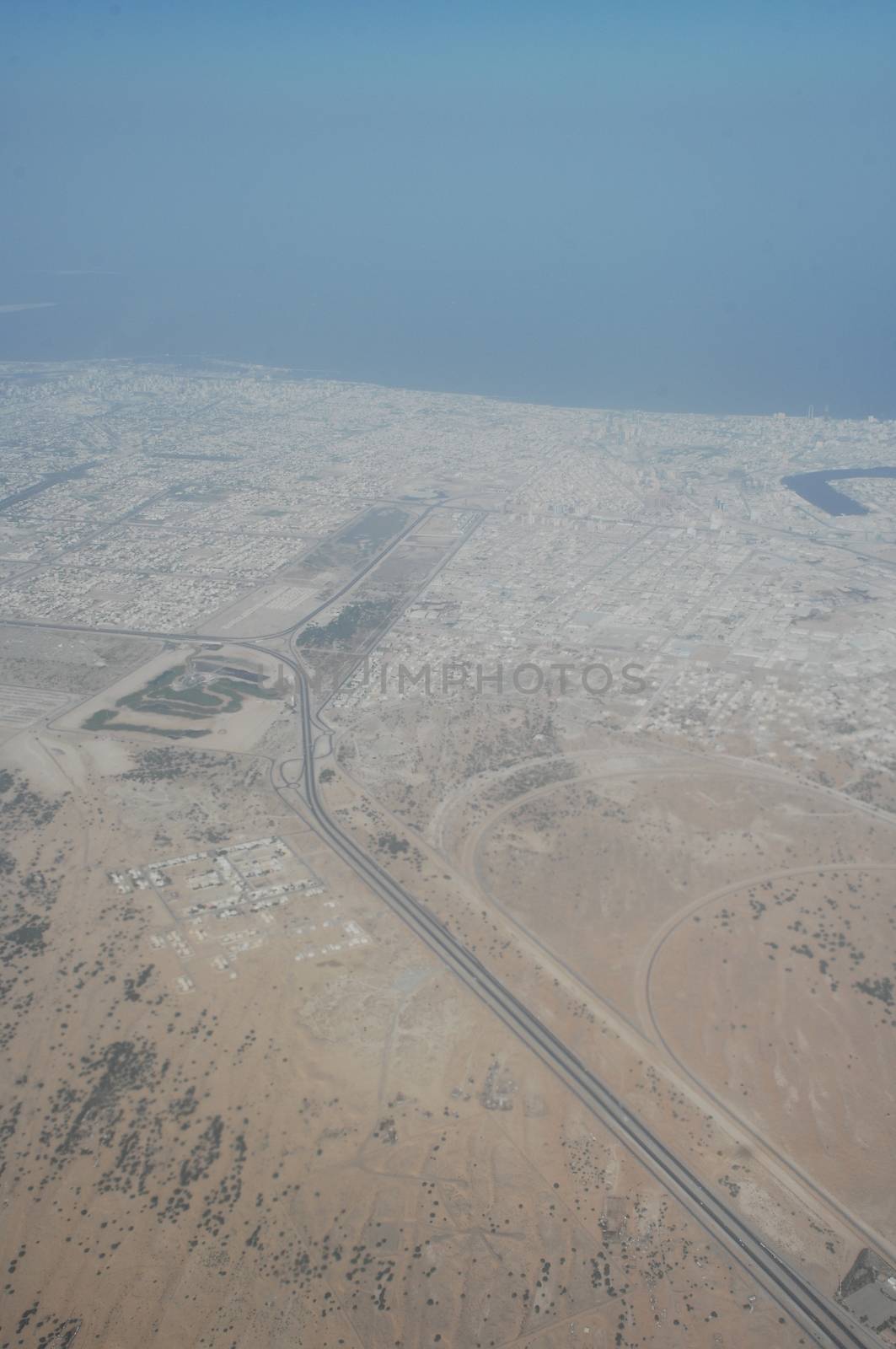 Aerial view desert Dubai