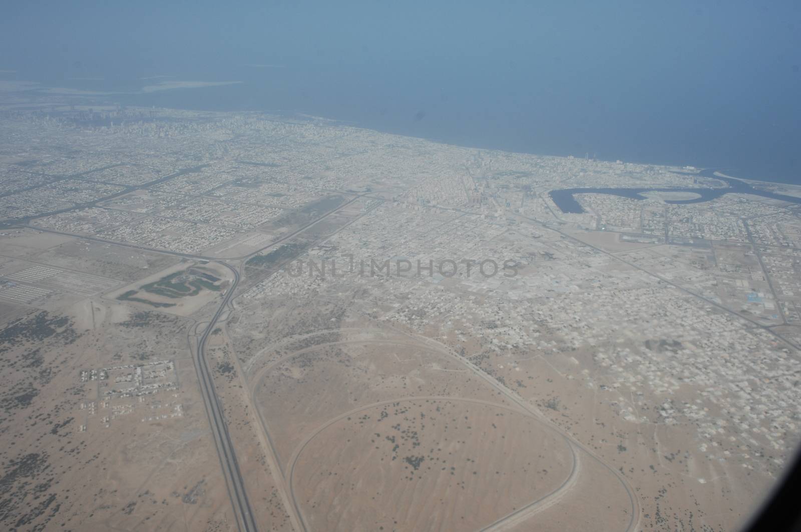 Aerial view desert Dubai