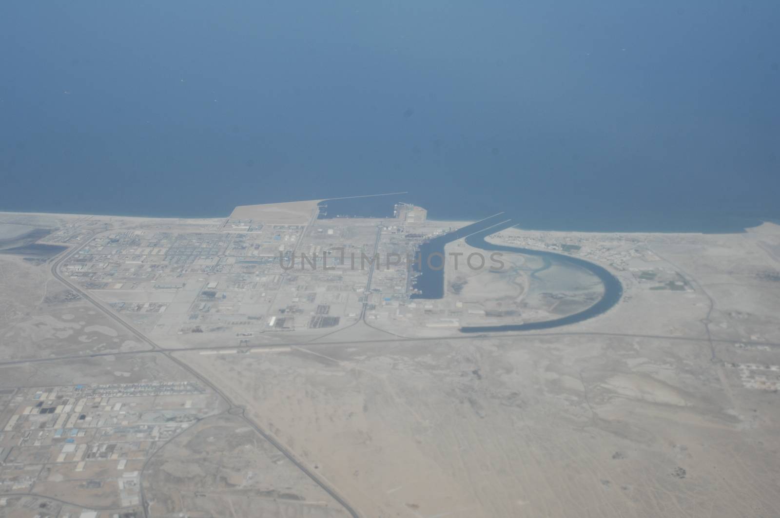 Aerial view desert Dubai