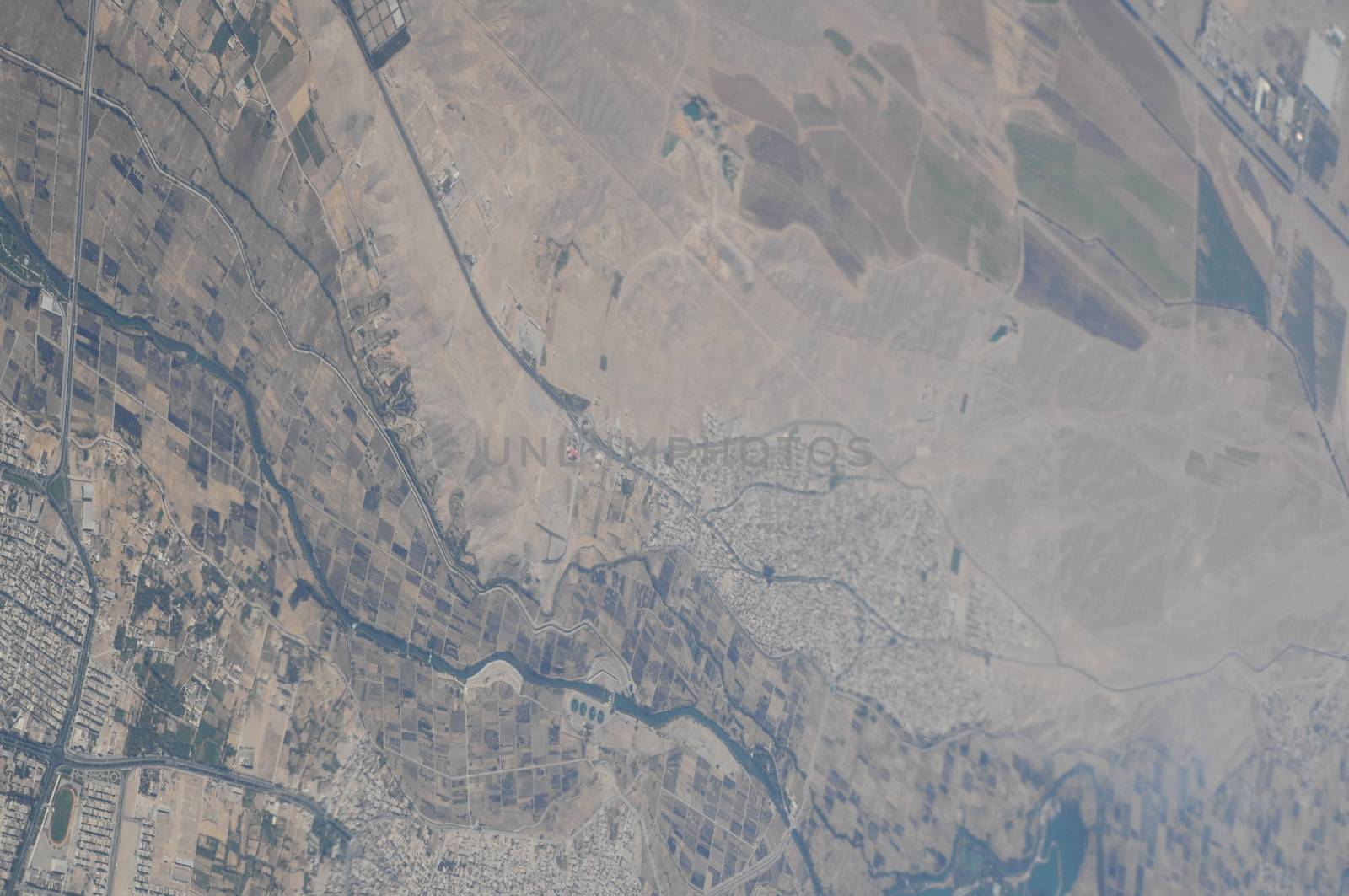 Aerial view desert Dubai