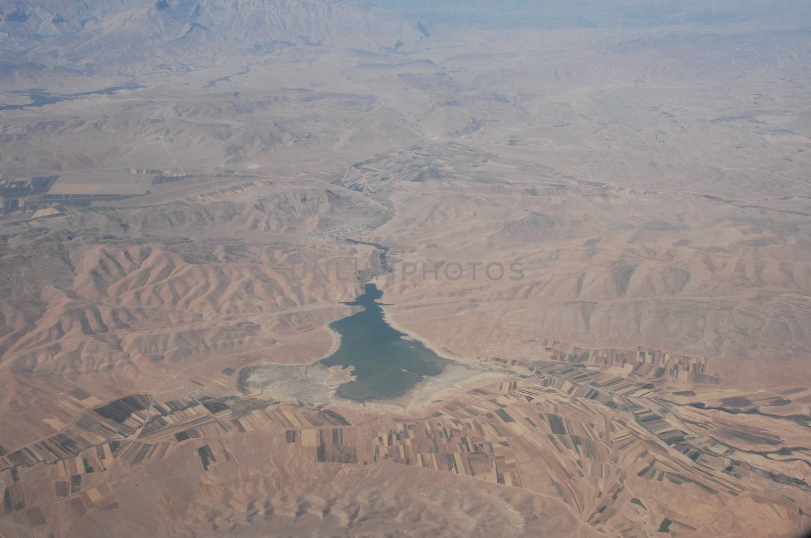 Aerial view desert Dubai