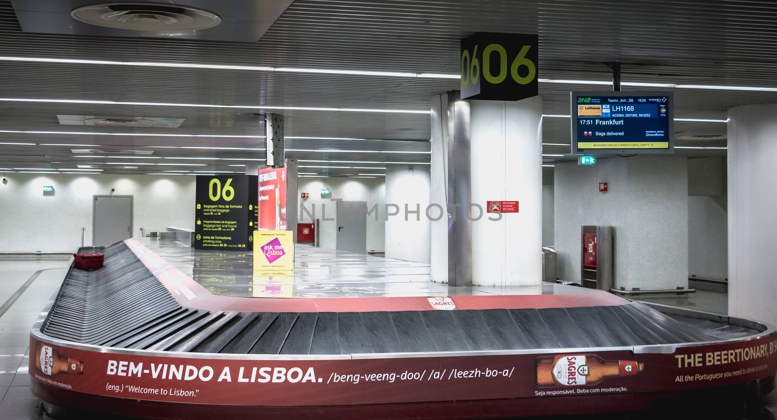 View of luggage treadmill in Lisbon International Airport  by AtlanticEUROSTOXX