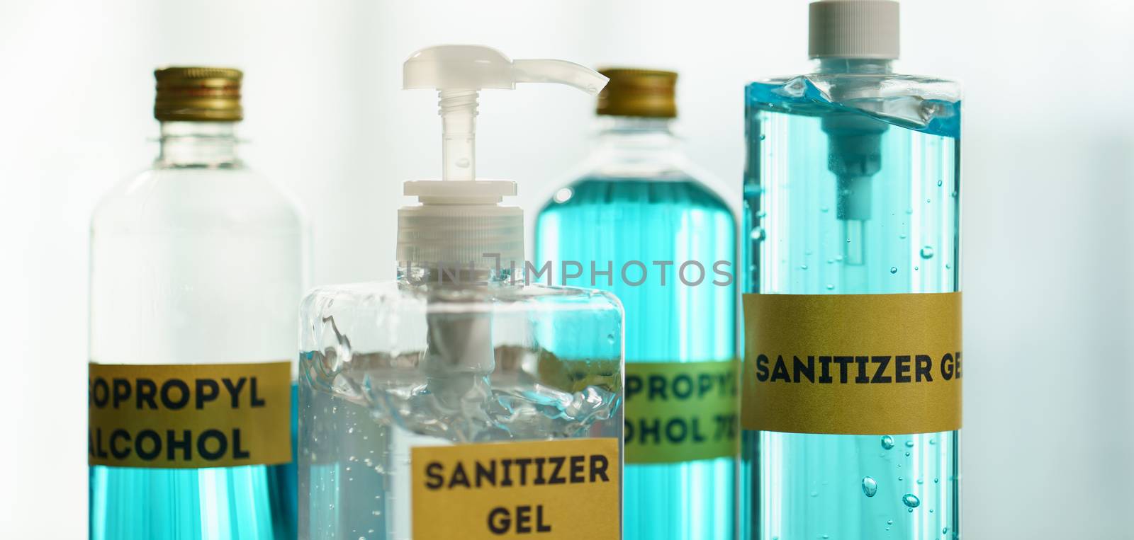 Sanitizer gel and Isopropyl alcohol for corona virus or Covid-19 protection.