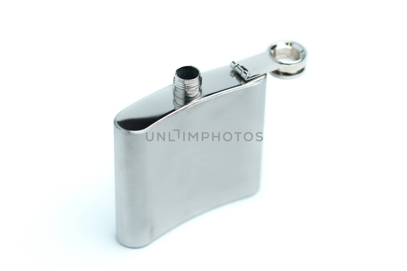 Stainless hip flask isolated on a white background