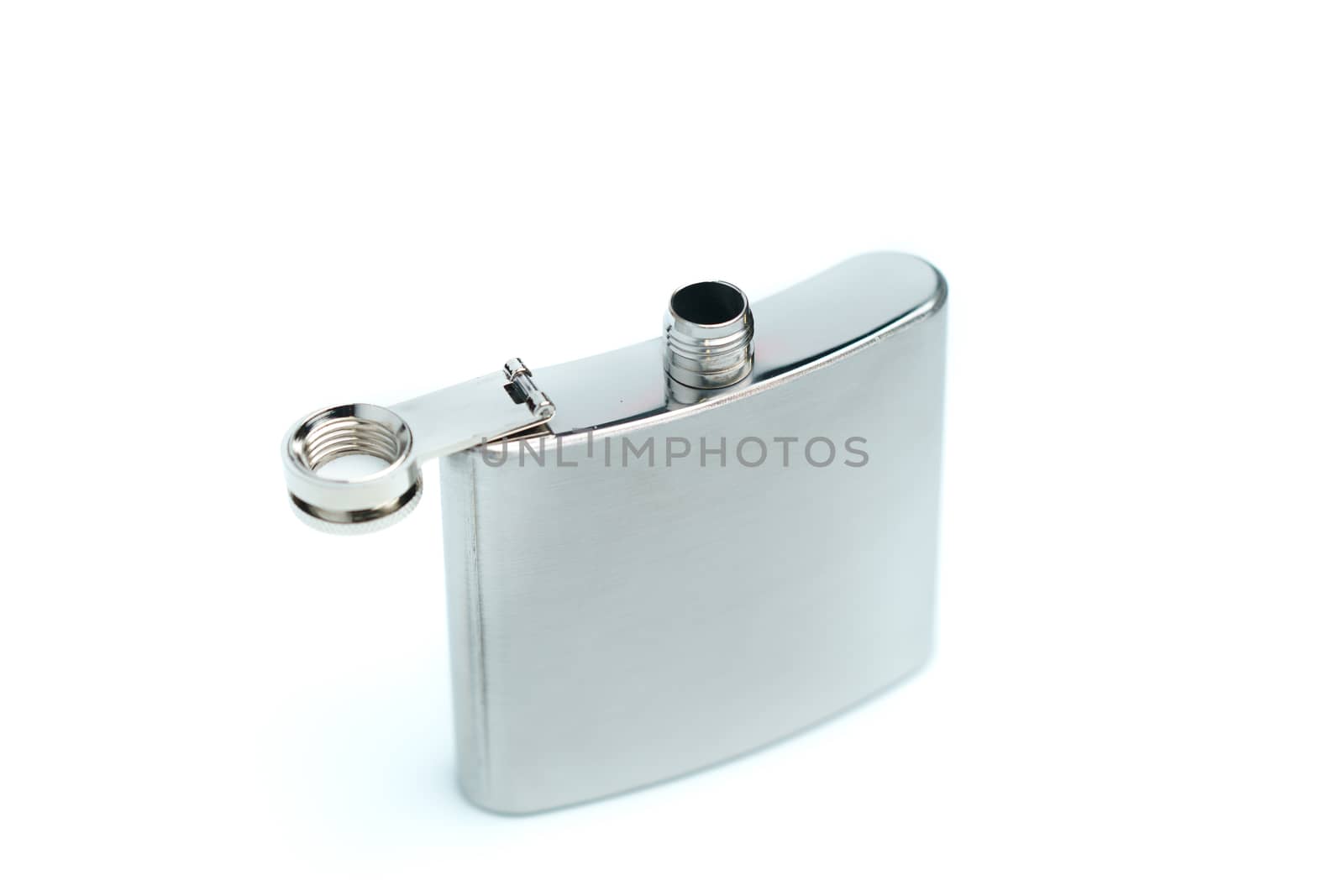 Stainless hip flask isolated on a white background