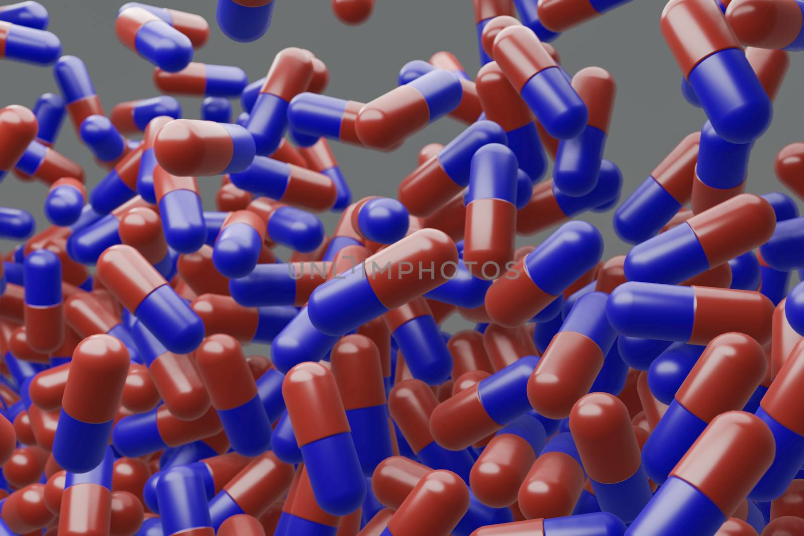 capsule medication falling . Medicine, pharmacy and health concept. 3D Rendering