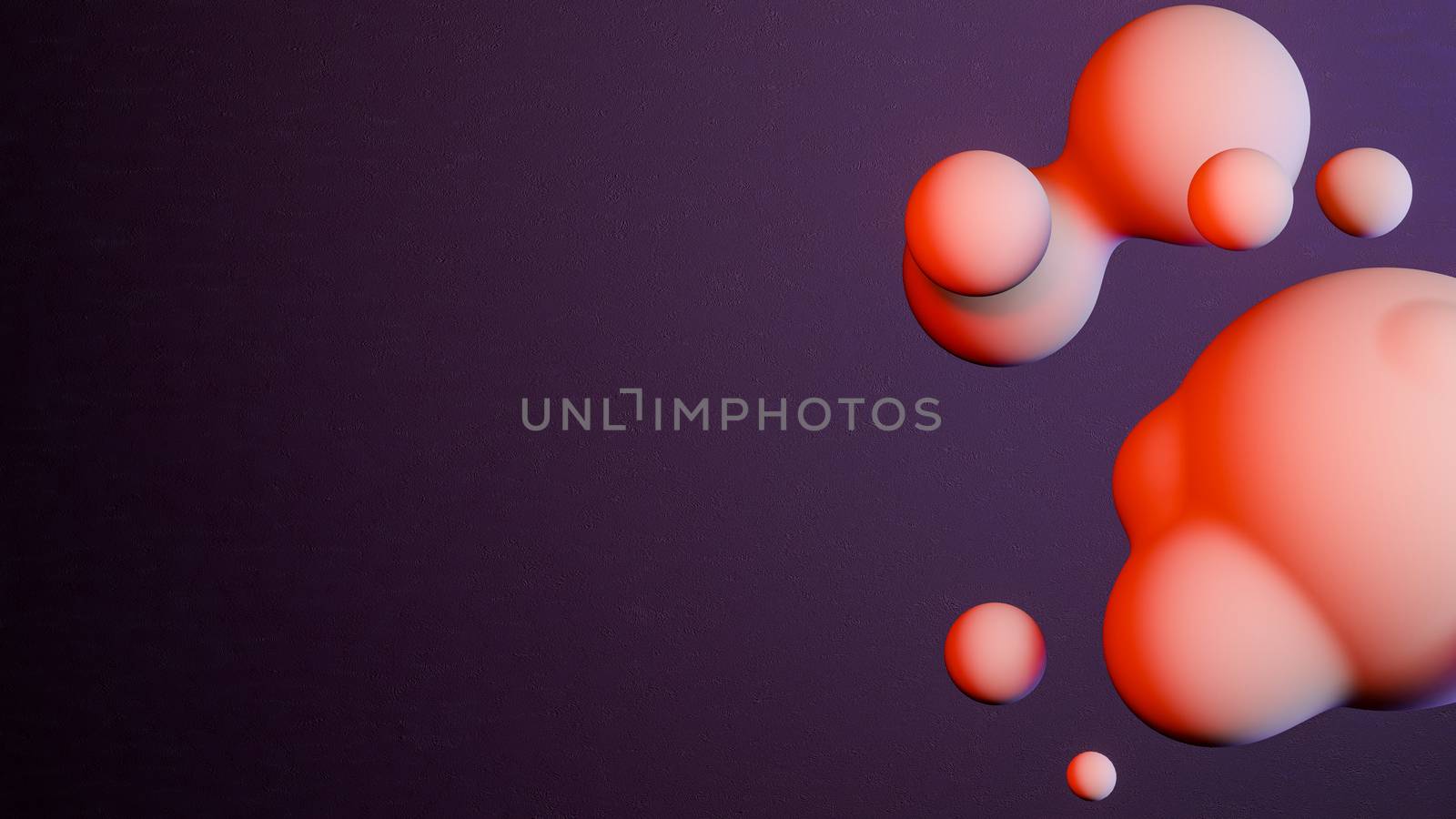 Purple background with group of white 3D balls. 3D render. by sirawit99