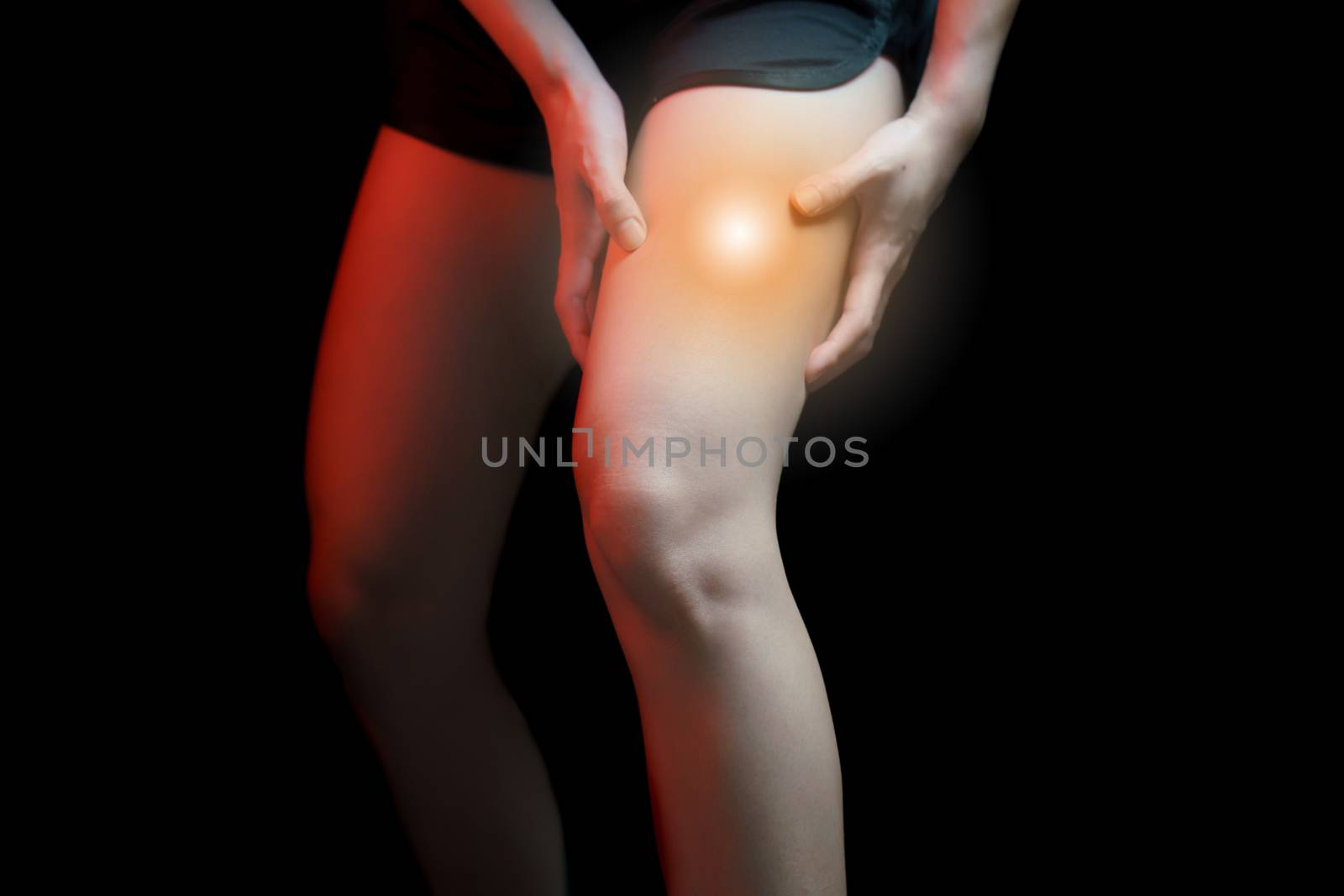 Medical concept, Woman suffering with knee painful