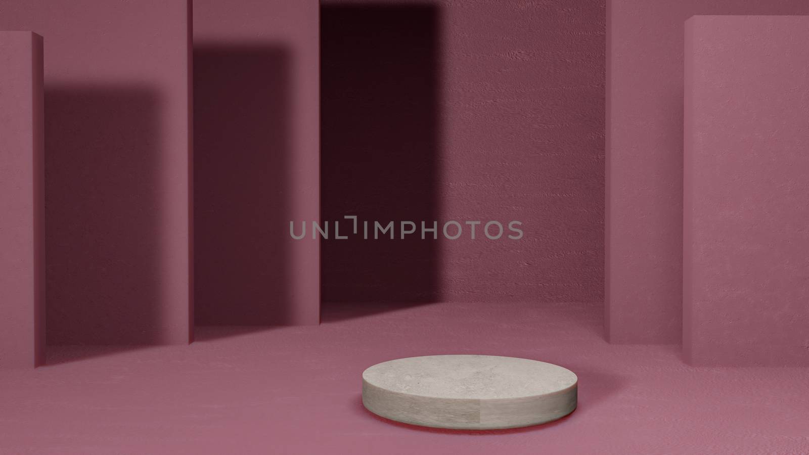 Blank product stand on pink color background. 3d rendering.