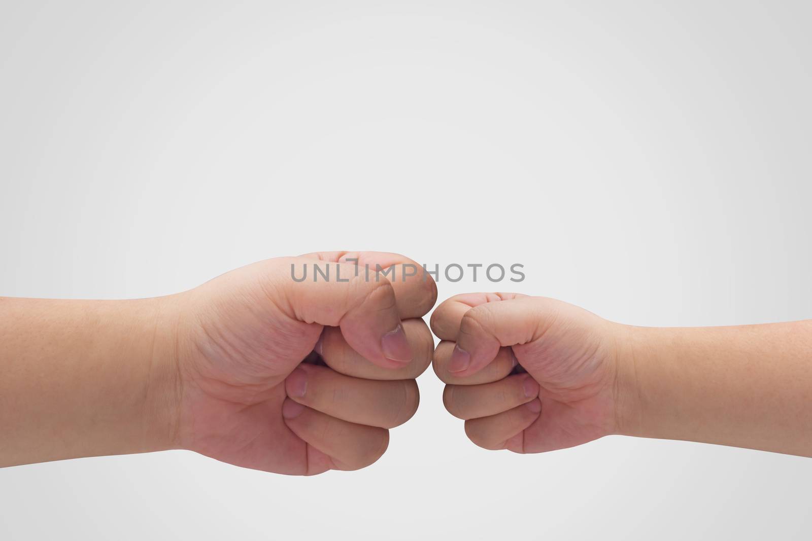 Business challenge concept, hands on white background