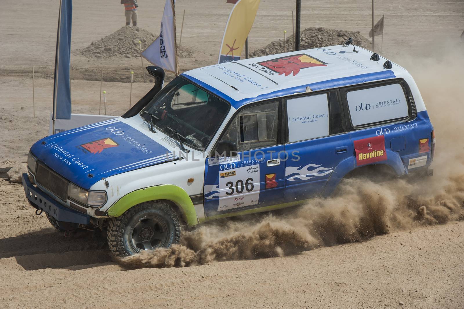 EL GOUNA, EGYPT - MAY 11TH 2018:  El Gouna Rally Cup desert rally on May 11th 2018 in El Gouna, Egypt. The opening day special time trial stage in El Gouna